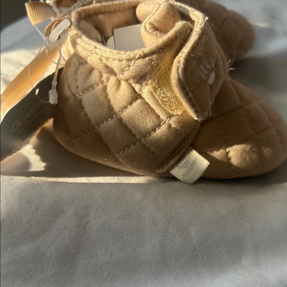BearPaw Quilted Beige Baby Booties